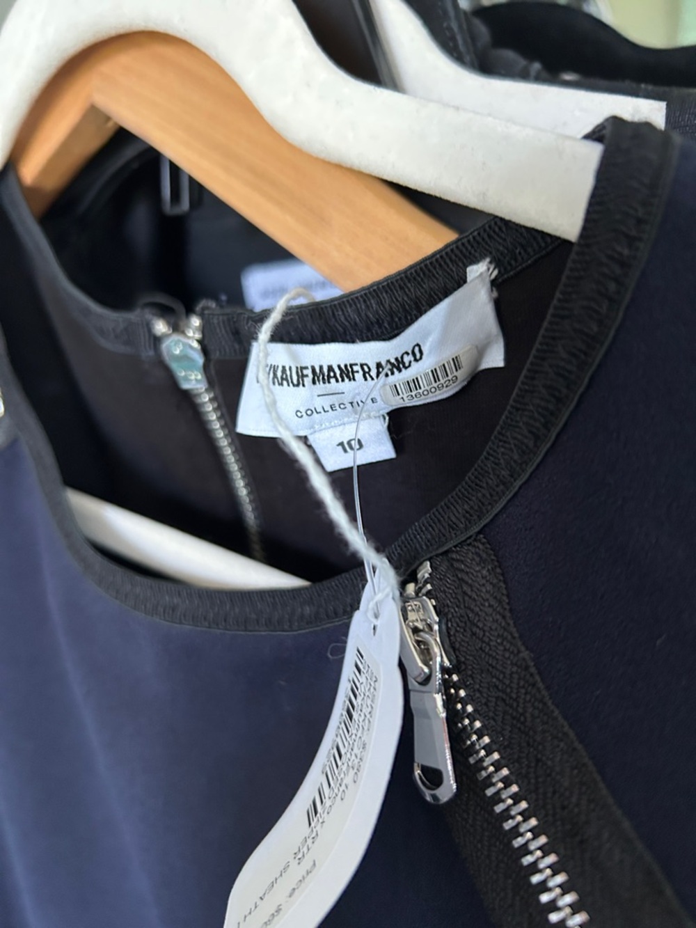 Kaufmanfranco KF Collective Navy Scuba Zip Detail Sheath Dress Size 10 - Picture 4 of 9